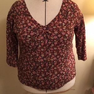 Sigrid Olsen 2X stretch shirt. Pink and Brown.